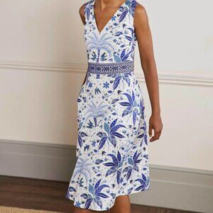 NWOT Boden Embroidered Waist Midi Dress Atlantic Ocean Oriental Palm Size 2